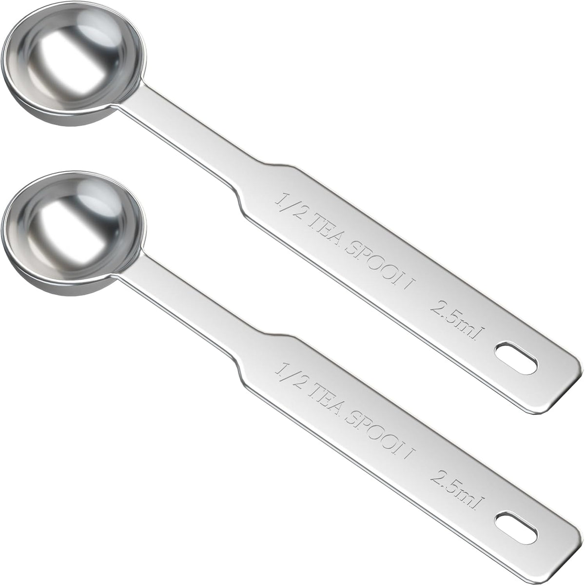 2PCS 1/2 Tsp(1/6tbsp, 2.5ml) Single Measuring Spoon, Stainless Steel Individual Measure Scoop Only