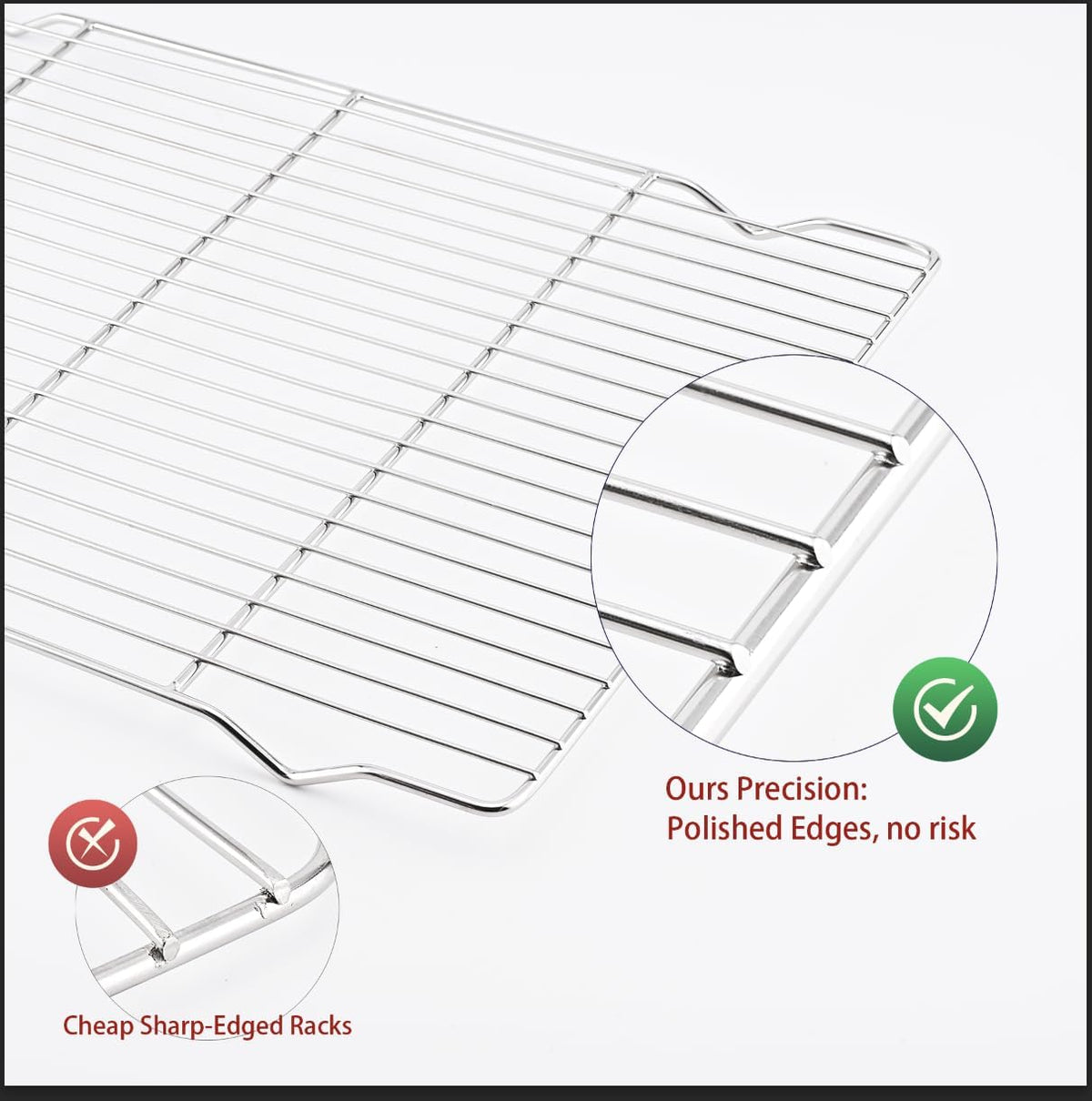 2-Pack Cooling Racks for Baking, 10x15 Inch Heavy Duty Stainless Steel Wire Baking Rack for oven cooking, Oven Safe Cookie Cooling Rack Set, Fits Half Sheet Pan, Dishwasher Safe & Non-Toxic