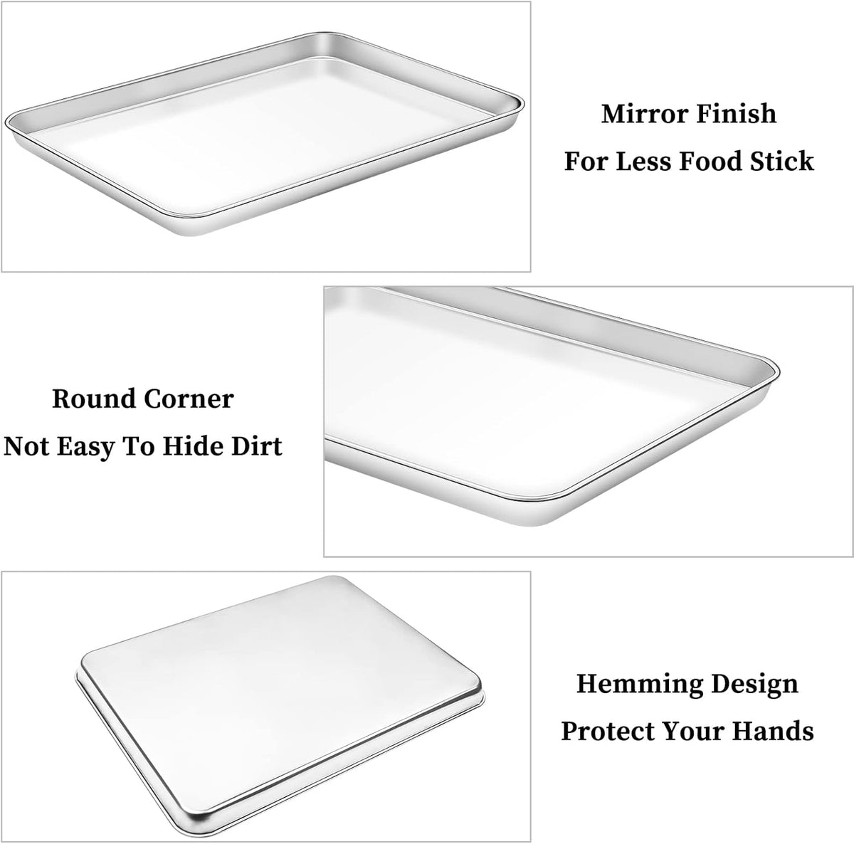 Deedro Baking Sheet with Rack Set [2 Sheets + 2 Racks], Stainless Steel Baking Pan Cookie Sheets Oven Tray with Cooling Rack, 16 x 12 x 1 Inch, Heavy Duty, Non-toxic, Easy Clean