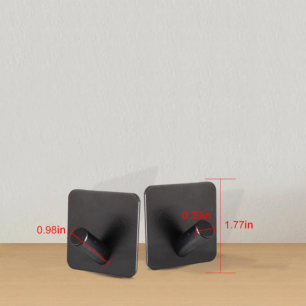 Aluminum Wall Hooks, No Drill Damage-Free Adhesive Hook,Product for Hanging Heavy Duty for Bathroom Kitchen Home (Slanting Square Black Hook, 4)
