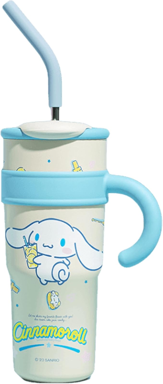Cinnamoroll Lemon Stainless Steel Insulated Tumbler with Lid Straw Handle 1200ml