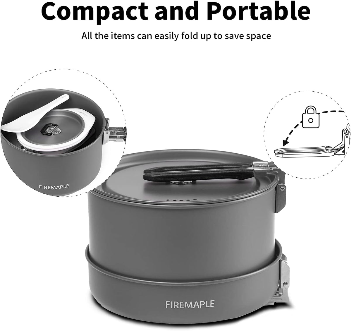 Fire-Maple Feast 4 Piece Camping Cookware Cookware Cookware Kit Outdoor Cookware Set with Pots, Kettle, Saucepans and Spatula for Hiking Fishing Picnic