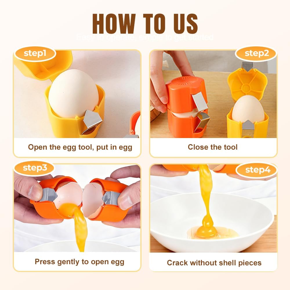 Egg Shell Opener, 2026 Upgrade Egg Peeler, Stainless Steel Egg Slicer for Hard Boiled Eggs, Egg Peeling Tool, Hard Boiled Egg Peeler, Egg Shell Cutter for Boiled Egg (Orange)