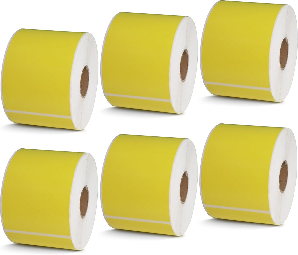 BETCKEY - 2.25" x 4" Multipurpose & Shipping Labels Compatible with Zebra & Rollo Label Printer,Premium Adhesive & Perforated[Yellow, 6 Rolls, 2100 Labels]
