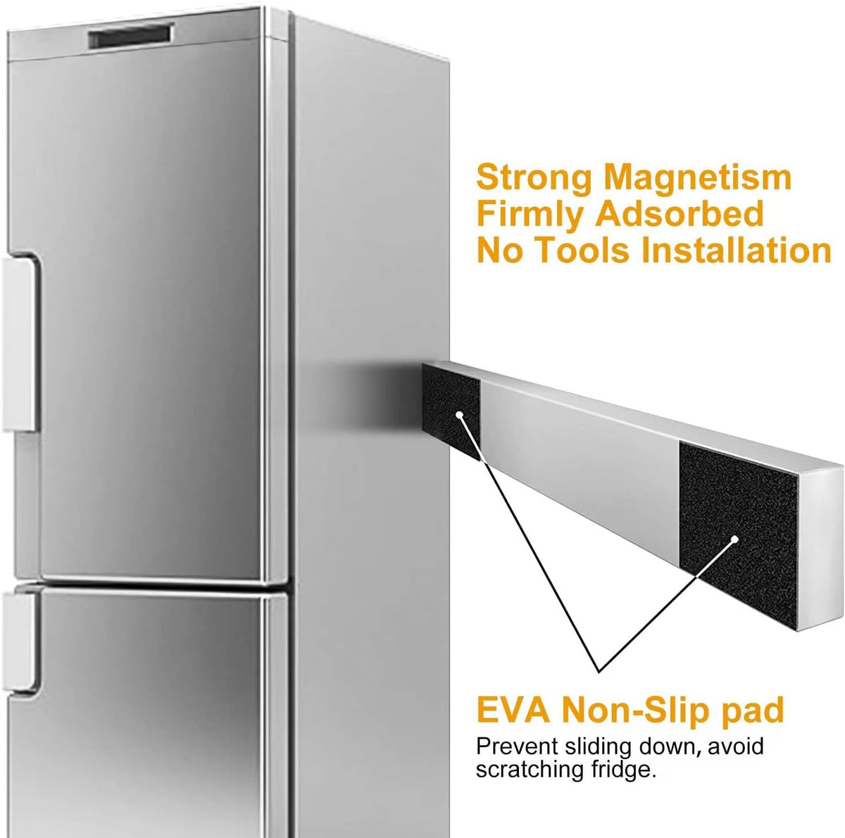 Magnetic Knife Holder for Refrigerator - Larger 17'' Kitchen Strong Magnet Double Sided Stainless Steel Knife Holder Strip for Wall No Drill - Magnetic Knife Rack Wall Mount