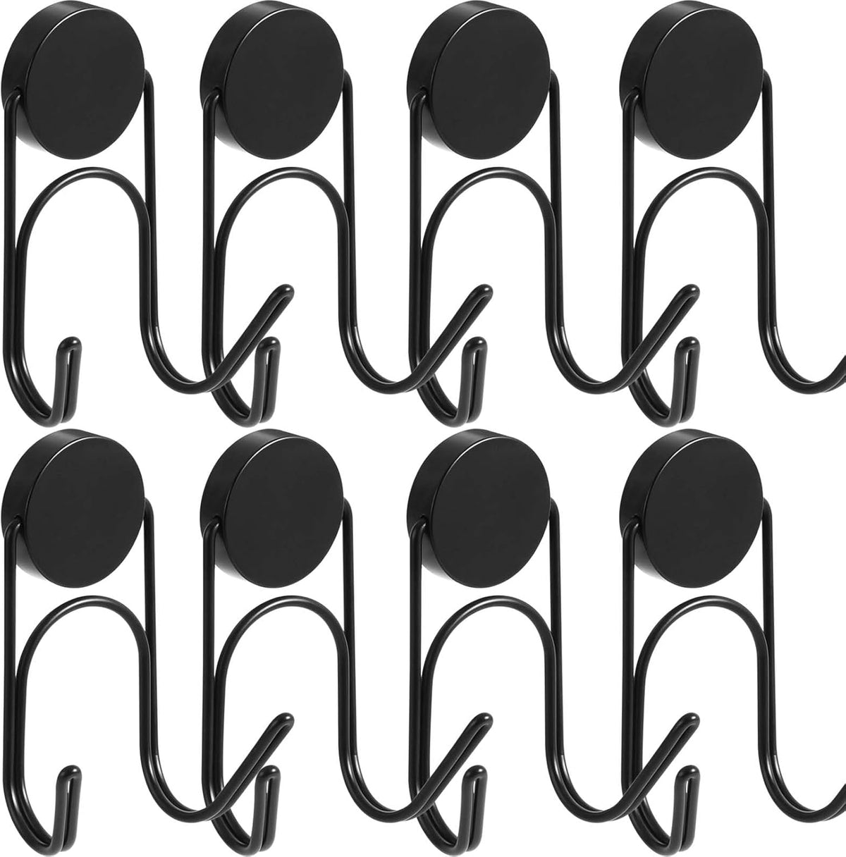 Magnetic Hooks 304 Stainless Steel Hooks Heavy Duty Magnets Hanging Hooks for Refrigerator Grill Toolbox Outdoor,Cruise Essentials Camper Accessories,8pack(Black,1.1in-2 40Lbs)