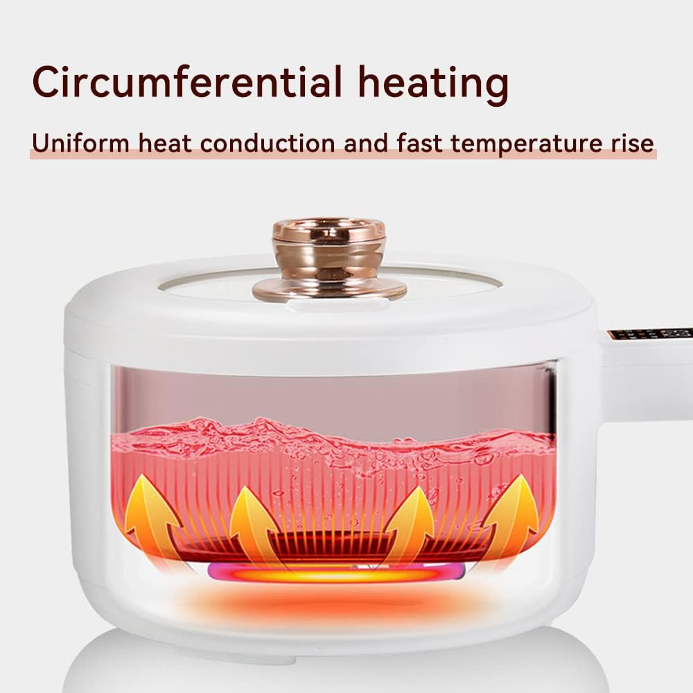 Drizzle Electric Hot Pot Cooker Steamer 1.8L Multifunctional Nonstick Pan Office Dorm Cooking Portable Ramen Cooker Steamer Boil Dry Protection Suitable For Noodle Cooker Eggs StirFrying