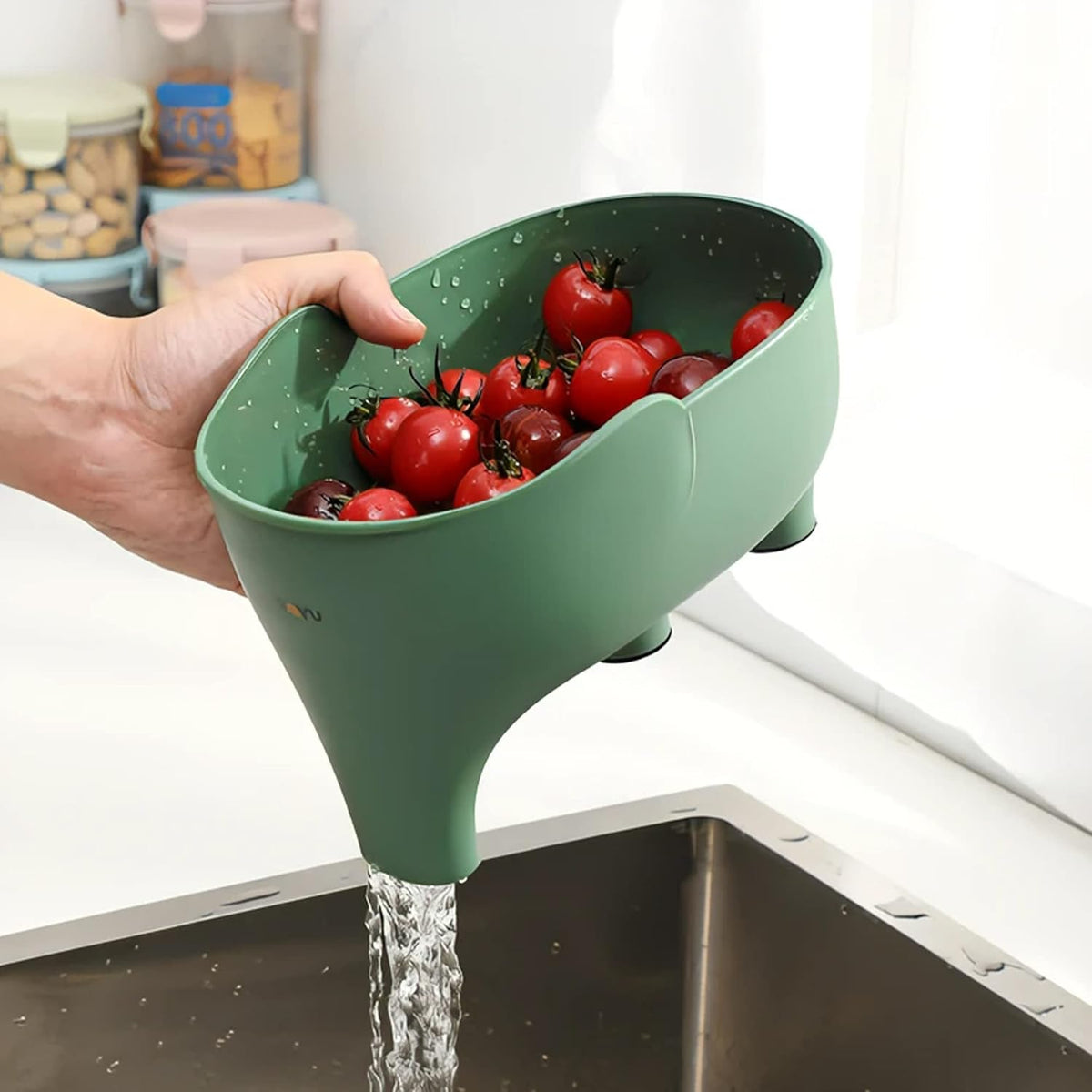 Vegetables Washing Basket Elephant Drainage Basket Fruit Basket for Draining Pasta Noodles Kitchen (Blue)