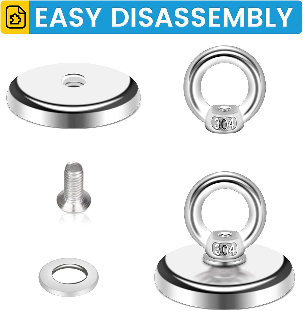 Magnetic Hooks, 100 LB（45KG） Heavy Duty Magnetic Hooks with Countersunk Hole Eyebolt, Perfect for Home, Kitchen, Workplace, Office and Garage, Pack of 10 Brand