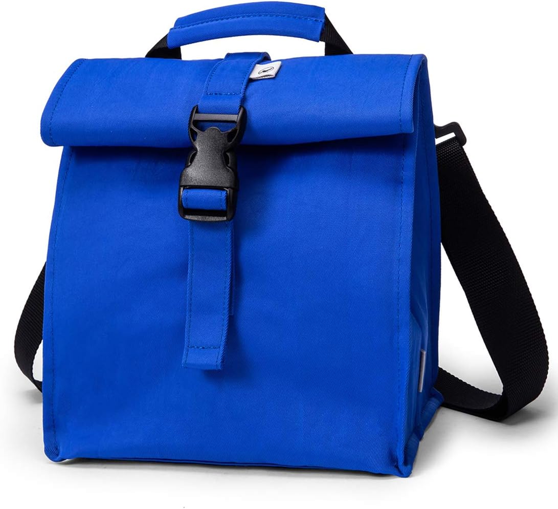 SUNNY BIRD Insulated Lunch Bag Rolltop Lunch Box Tote Lunchbox Bag for Women, Men, Adults and Kids (Blue)
