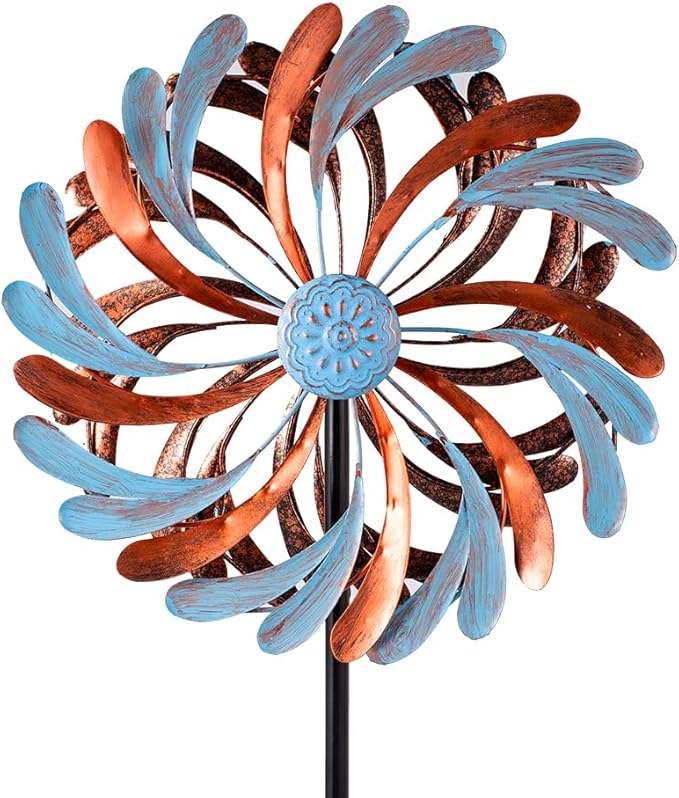 Viveta Wind Spinner for Yard and Garden, Metal Windmill Spinning Kinetic Wind Spinners for Outside Yard Patio Lawn Decor 13”D*57.5“H