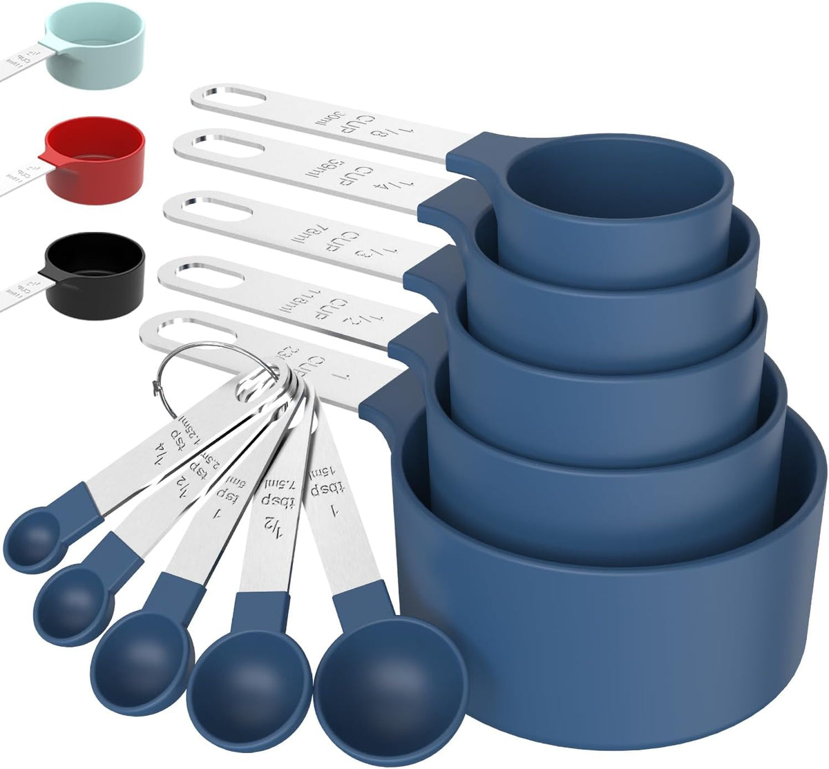 TILUCK Measuring Cups & Spoons Set, Stackable Cups and Spoons, Nesting Measure Cups with Stainless Steel Handle, Kitchen Gadgets for Cooking & Baking (Blue)