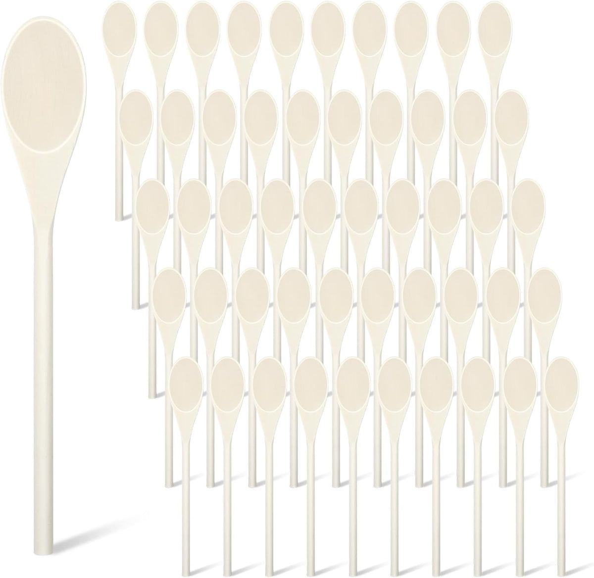 50 PCS 10 Inch Wooden Spoon Bulk for Cooking Oval Sauce Soup Stirring Wooden Tasting Spoons Wood Mixing Spoons Oval Soup Ladle for Cooking, Baking, Mixing, Serving, Stirring, Crafts, Gift