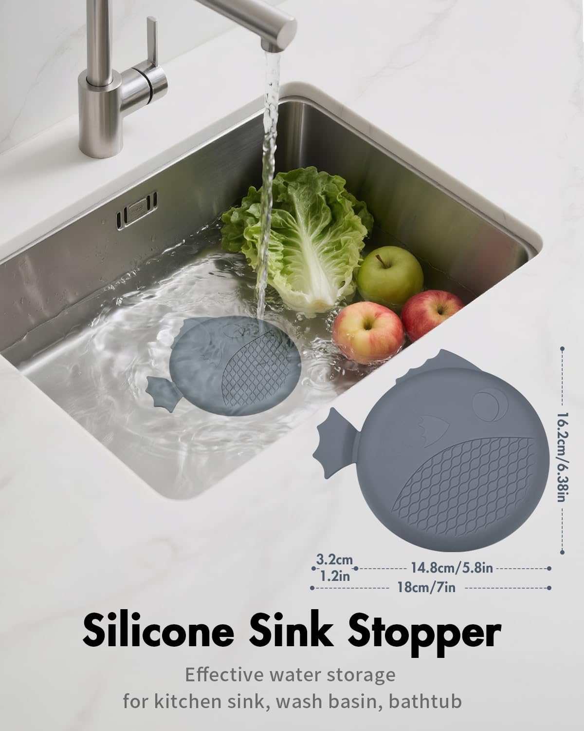 Kitchen Sink Drain Strainer, Flexible Sink Strainer with Stopper, 304 Stainless Steel Anti-Rust Mesh Sink Strainer, Wokdada Revolutionary Clog-Free Food Catcher for Garbage Disposal