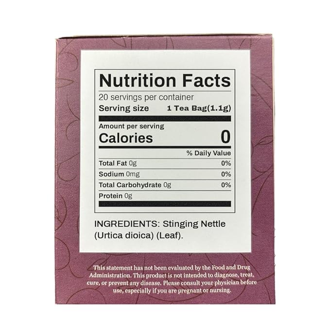 Organic Positively Botanicals Company, Nettle Leaf Herbal Tea Bags, 20 Count