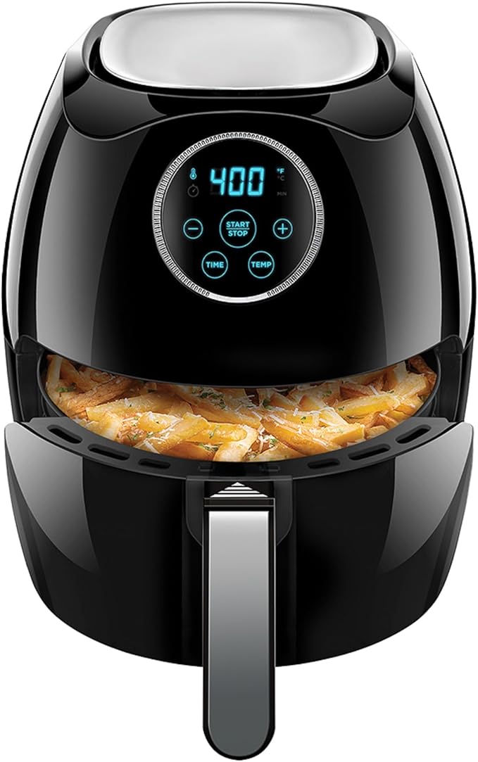 CHEFMAN Large Air Fryer 6.5 Qt XL, Healthy Cooking, User Friendly, Nonstick, Digital Touch Screen with 4 Cooking Functions w/ 60 Minute Timer & Auto Shut Off, BPA-Free, Dishwasher Safe Basket, Black