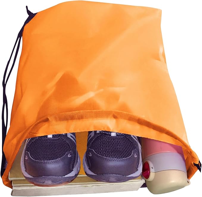 Drawstring Bags Bulk 14 Pcs Drawstring Backpack Bulk Cinch Bag Sackpack for Men Women Gym (Orange)