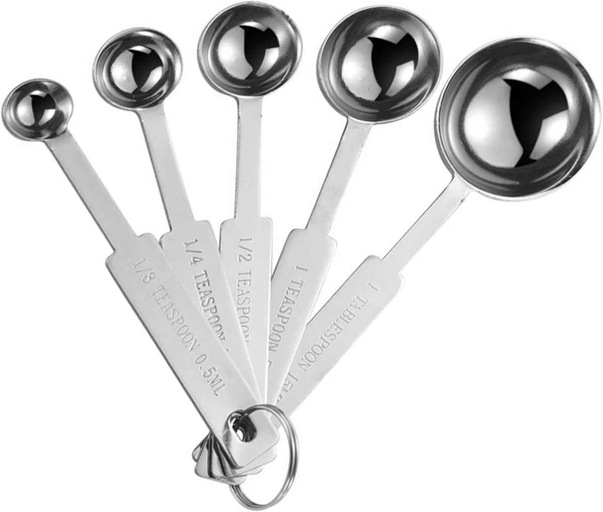 5PCS OstWony Measuring Spoons Set, Includes 1/8 tsp, 1/4 tsp, 1/2 tsp, 1 tsp, 1 tbsp, Food Grade Stainless Steel measuring cups, Tablespoon and Teaspoon for Measure