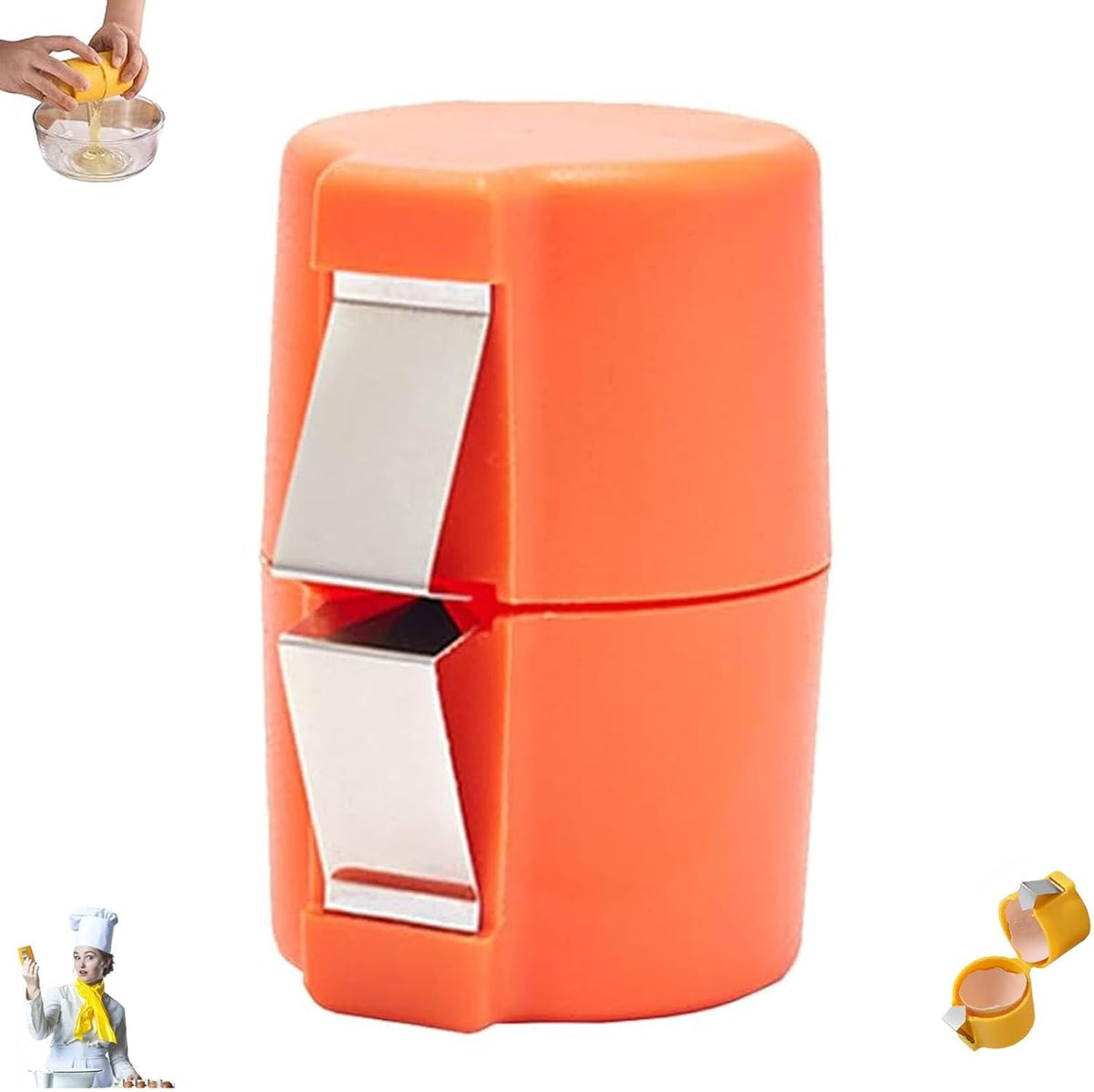 Stainless Steel Egg Opener,Egg Opener For Hard Boiled Eggs,Efficient Egg Cracking Tool，Perfect For Baking, No Shells，No Mess – Perfect Omelets, Scrambled Eggs & Baking. (orange color)