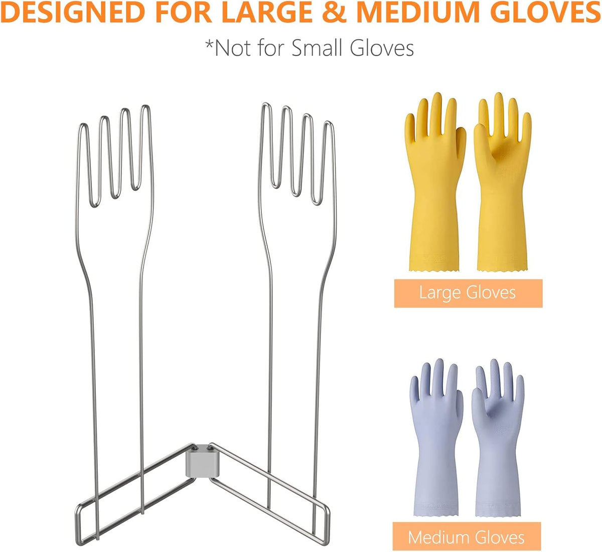 Kitchen Glove Holder,Stainless Steel Glove Rack,Kitchen Vertical Glove Support Multi-Purpose Glove Drain Rack,Collapsible Glove Drying Stand,Rubber Glove Drying Rack,Mitten Rack(Large)
