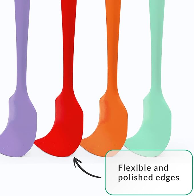 Elihome Chef Series 3 Piece Silicone Spatula Set - 600°F Heat Resistant Non Stick Rubber Kitchen Scraper Spatulas for Cooking, Baking, and Mixing – BPA Free and LFGB Certified Silicone (Red)