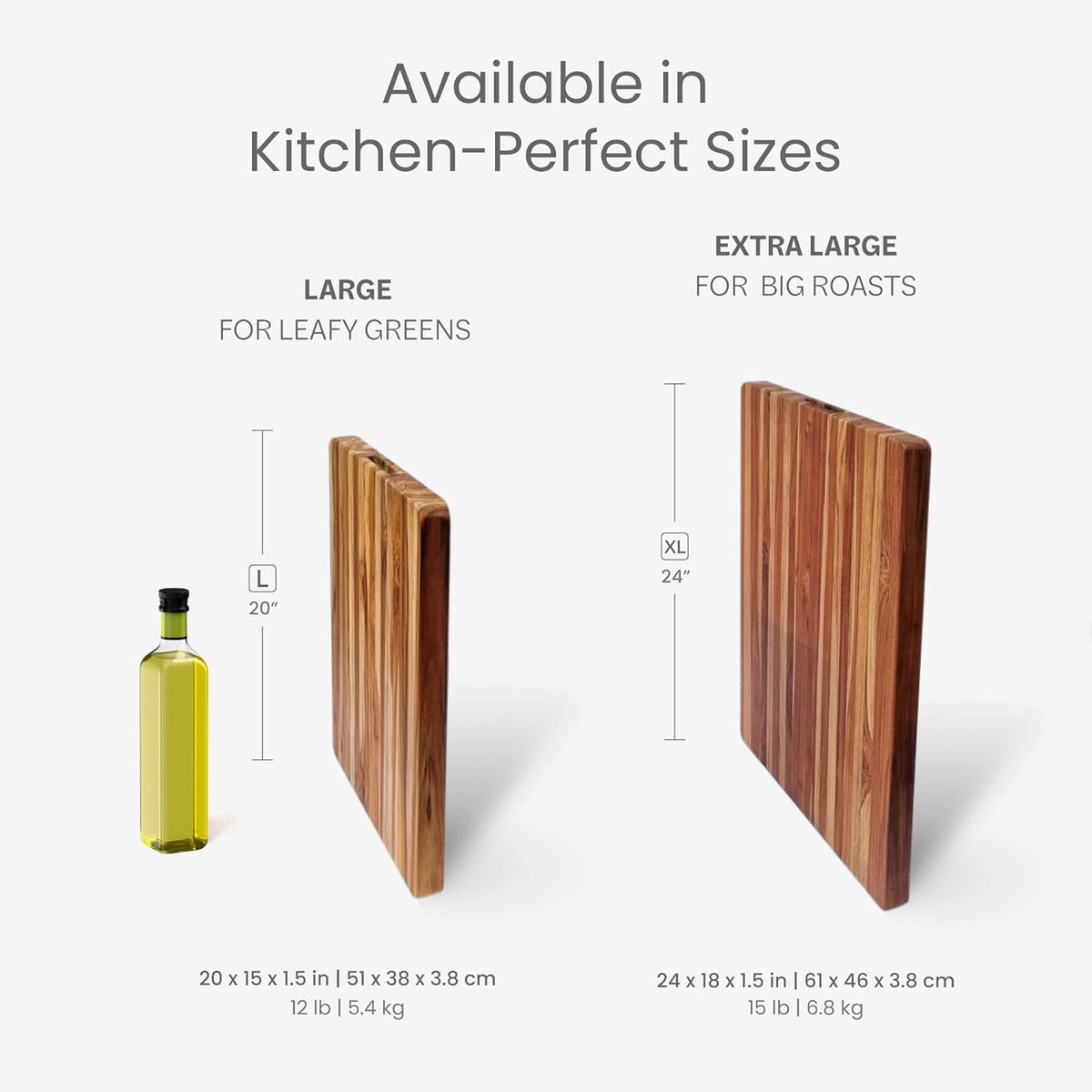 Teakhaus Carving Board and Cutting Board Oil Set - Includes Medium (M) Wood Cutting Board with Grip Handles and EON Food Grade Mineral Oil - Knife-Friendly - FSC Certified