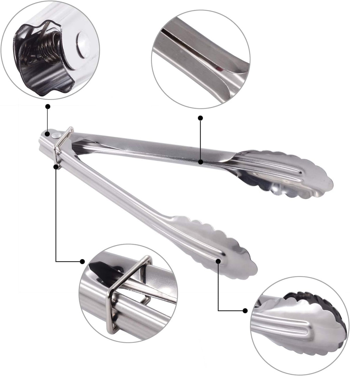 Mini Stainless Steel Serving Tongs Small Tongs for Serving Food Cooking Salad Grilling (7-Inch 3 Pieces)