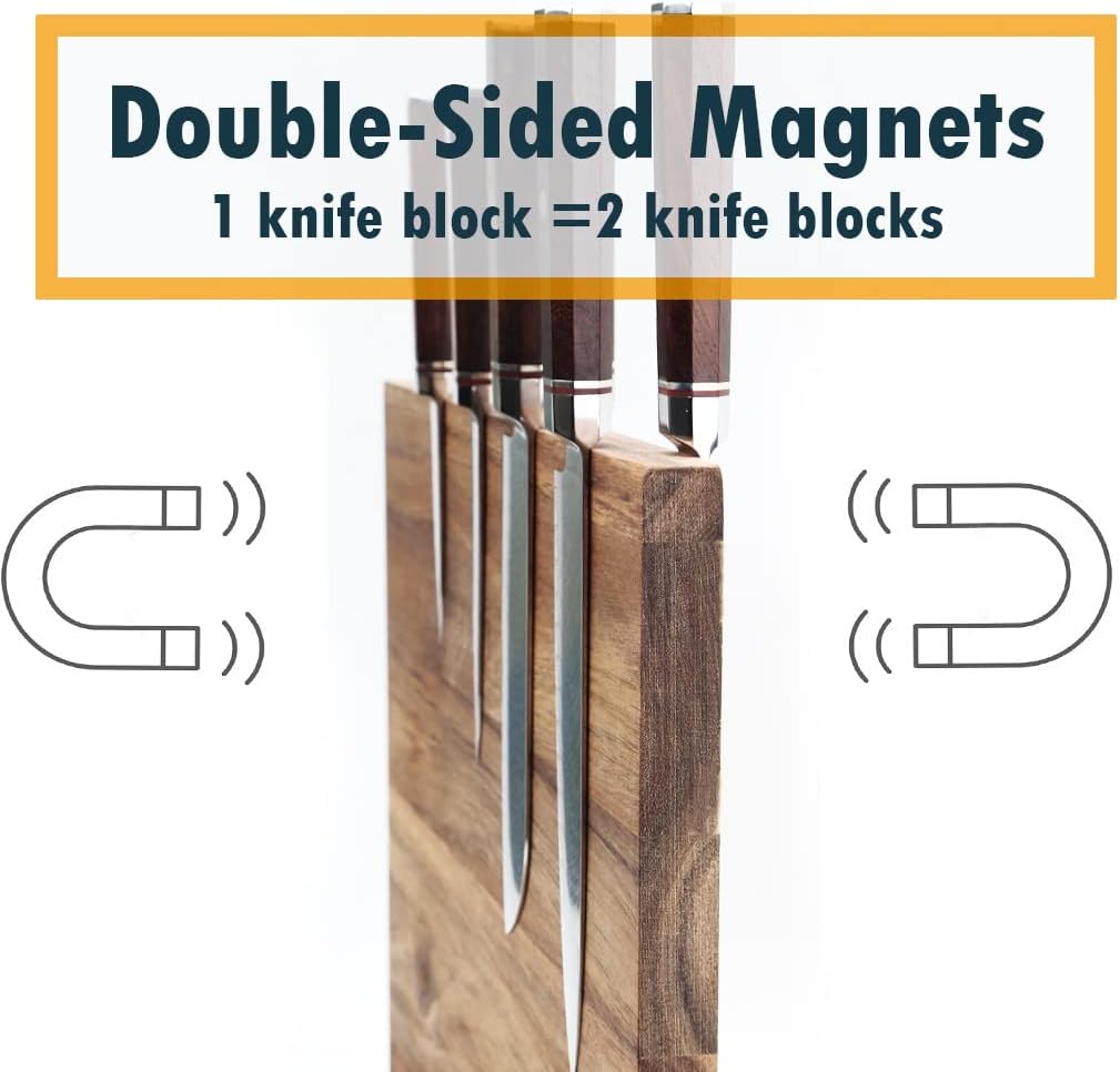 Resafy Magnetic Knife Block Knives Display Stable Board Holder Rack Magnetic Stands with Strong Enhanced Magnets on Both Sides Anti-slip Feet