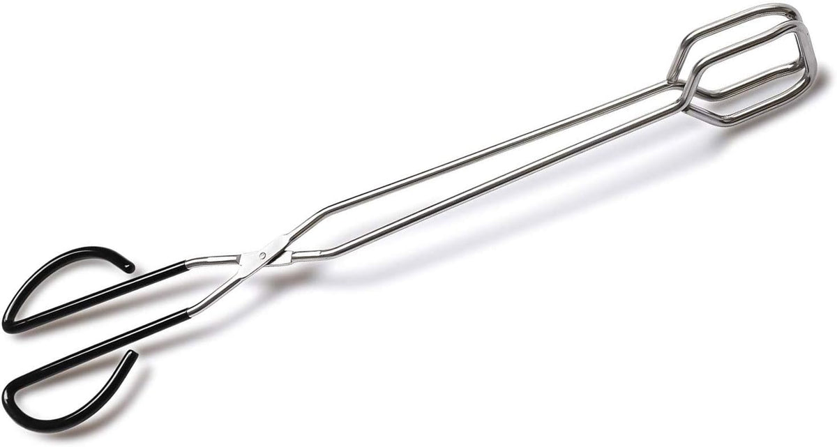 16 Inch Extra Long Stainless Steel Kitchen Scissor Tongs, Non-Slip Comfortable Red Grip, Heat Resistant for BBQ and Cooking