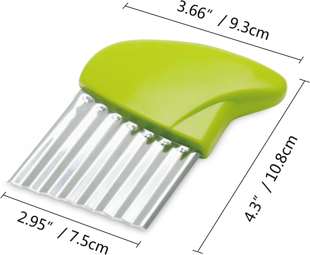 Luomorgo 4 Pack Stainless Steel Potato Crinkle Cutter Carrot Wavy Knife French Fry Slicer Vegetable Wavy Chopper, Green & Pink & Blue & Yellow