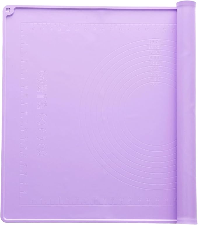uxcell Silicone Pastry Mat, 27.5" x 19.7" Silicone Baking Mat with Measurements, Non-Stick Dough Rolling Mat for Making Pastry Cookies Bread Pizza Purple