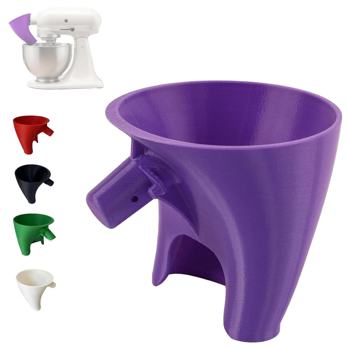 Flour Funnel for Kitchen Aid Mixer – Stand Mixer Attachment for KSM150 5-Quart Tilt-Head, Easy-Pour No-Mess Baking Tool, Fits Flour, Sugar & Egg Liquid, Dishwasher-Safe (White)