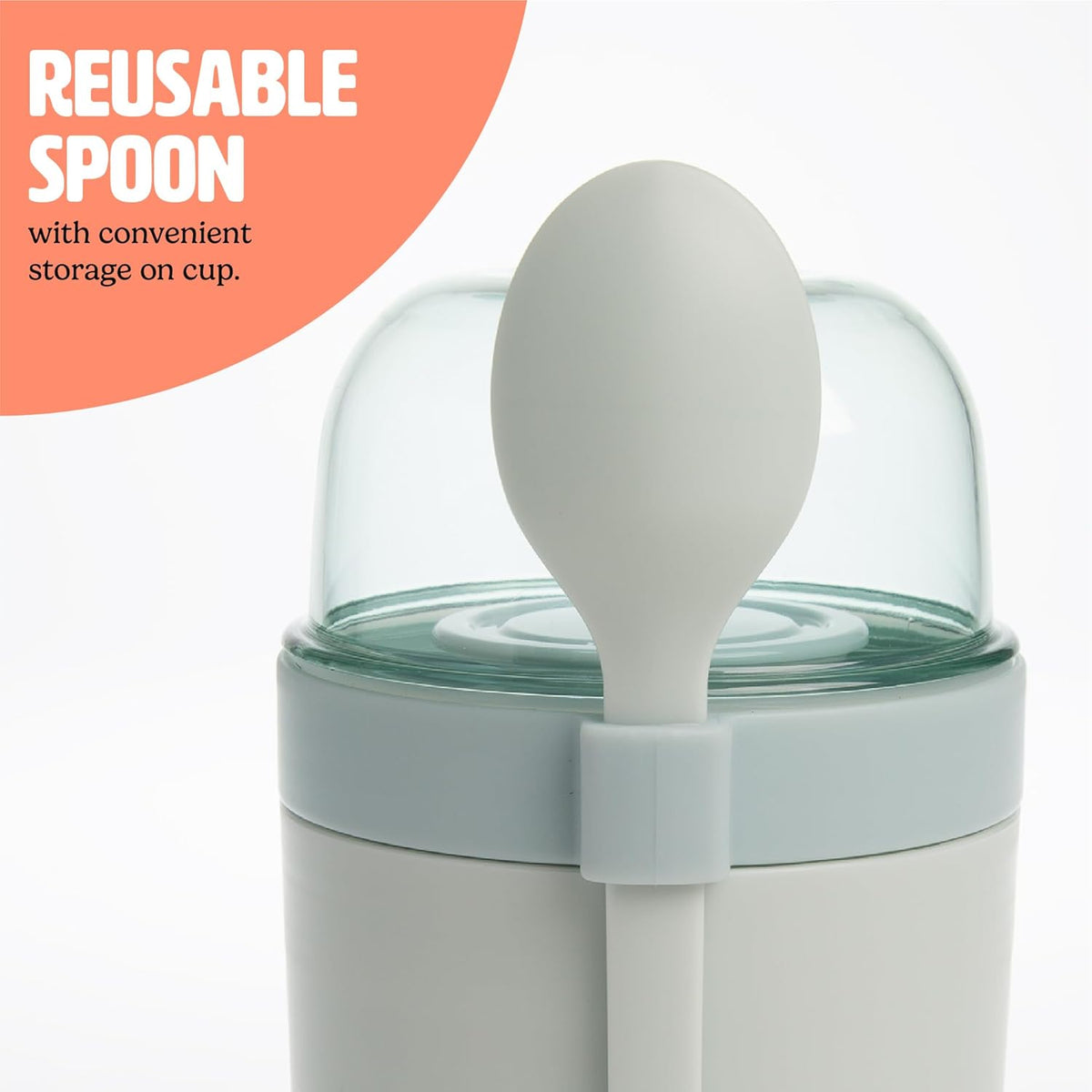 Tasty Travel Snack Cups with Spoons, On-The-Go Snacking, Divided Compartments, Great for Nuts, Cereal, Granola, Yogurt and More, Made Without BPA, 2-Pack, Aqua