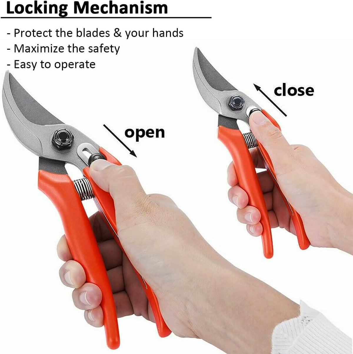 BUGUI 8" Gardening Scissors, Bypass Pruning Shears, 1" Cutting Capacity Sharp Garden Clippers with Low-friction Painted Stainless Steel Blade