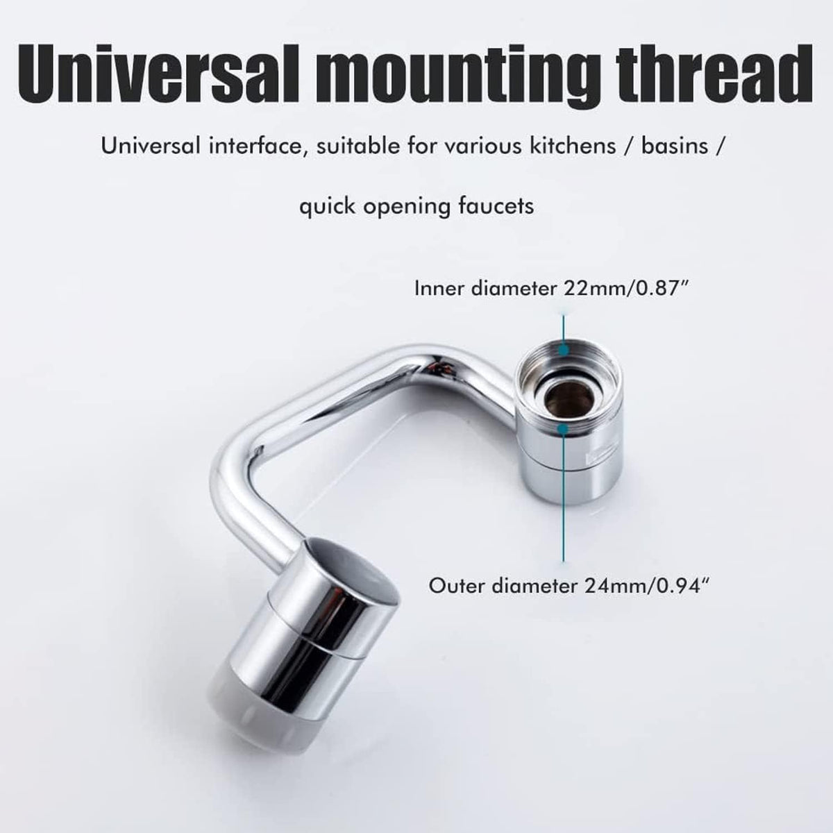 LikeHome 2 Packs Matte Black Rotating Faucet Extender Aerator, Solid Brass, Chrome Finish, Dual-Function 2-Flow Sprayer, 1080 Swivel, Easy to Install, WaterSense, NSF 61