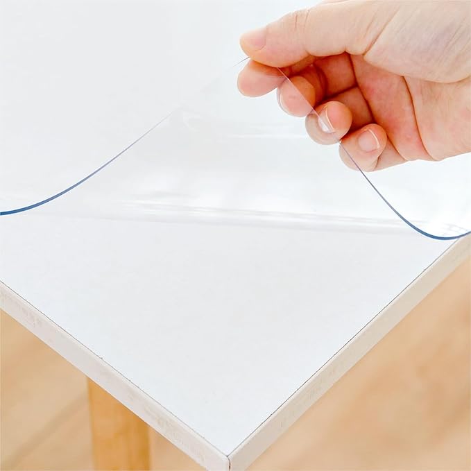 16 x 32 Inch Clear Table Cover Protector, Clear Desk Mat, Clear Table Protector, 1.5mm Thick Plastic Table Cover, Vinyl Table Protector, Clear Desk Pad, Desk Mats on Top of Desks