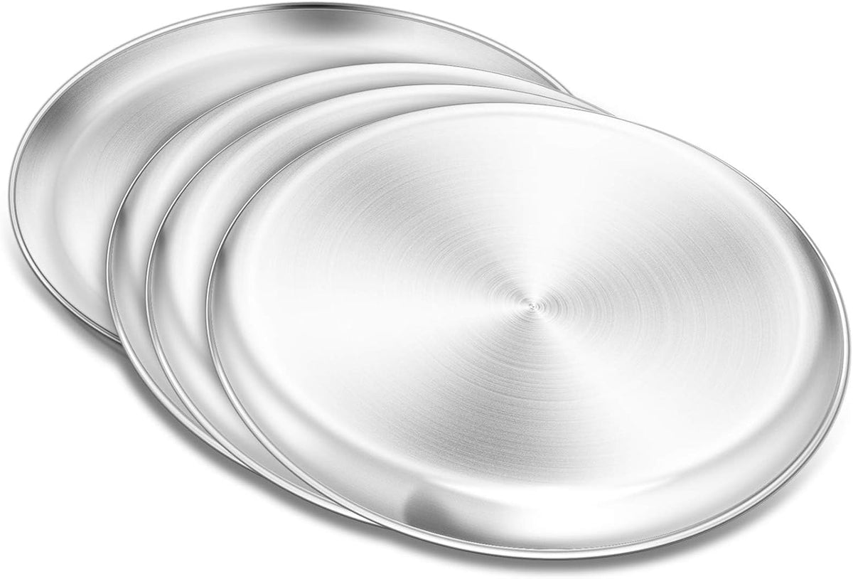 Pizza Pan, 13½ inch Stainless Steel Pizza Pan Set Large Pizza Oven Pans Tray for Baking Serving, Healthy & Heavy Duty, Dishwasher Safe & Easy Clean - 4 Piece
