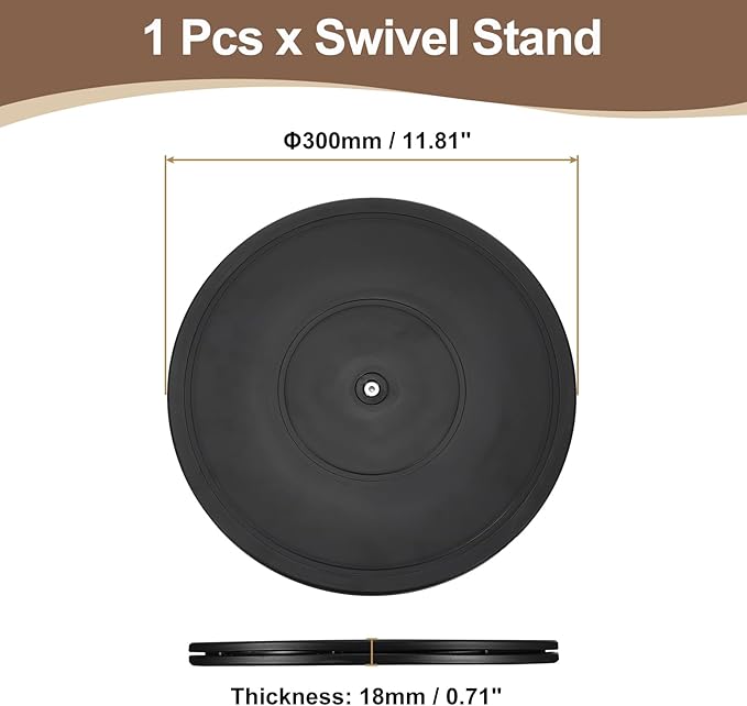 uxcell 12 Inch Rotating Swivel Stand with Steel Ball Bearings, 360 Degree Rotating Lazy Susan Turntable Organizer Round Rotating Plate for TV Sculpture Computers Monitor, Black