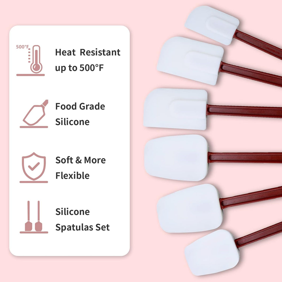 9.5 INCH Silicone Spatulas Heat Resistant Heavy Duty Rubber Spatulas Commercial Spatulas Set for Kitchen Use Silicone Cooking Utensils Sets of 2