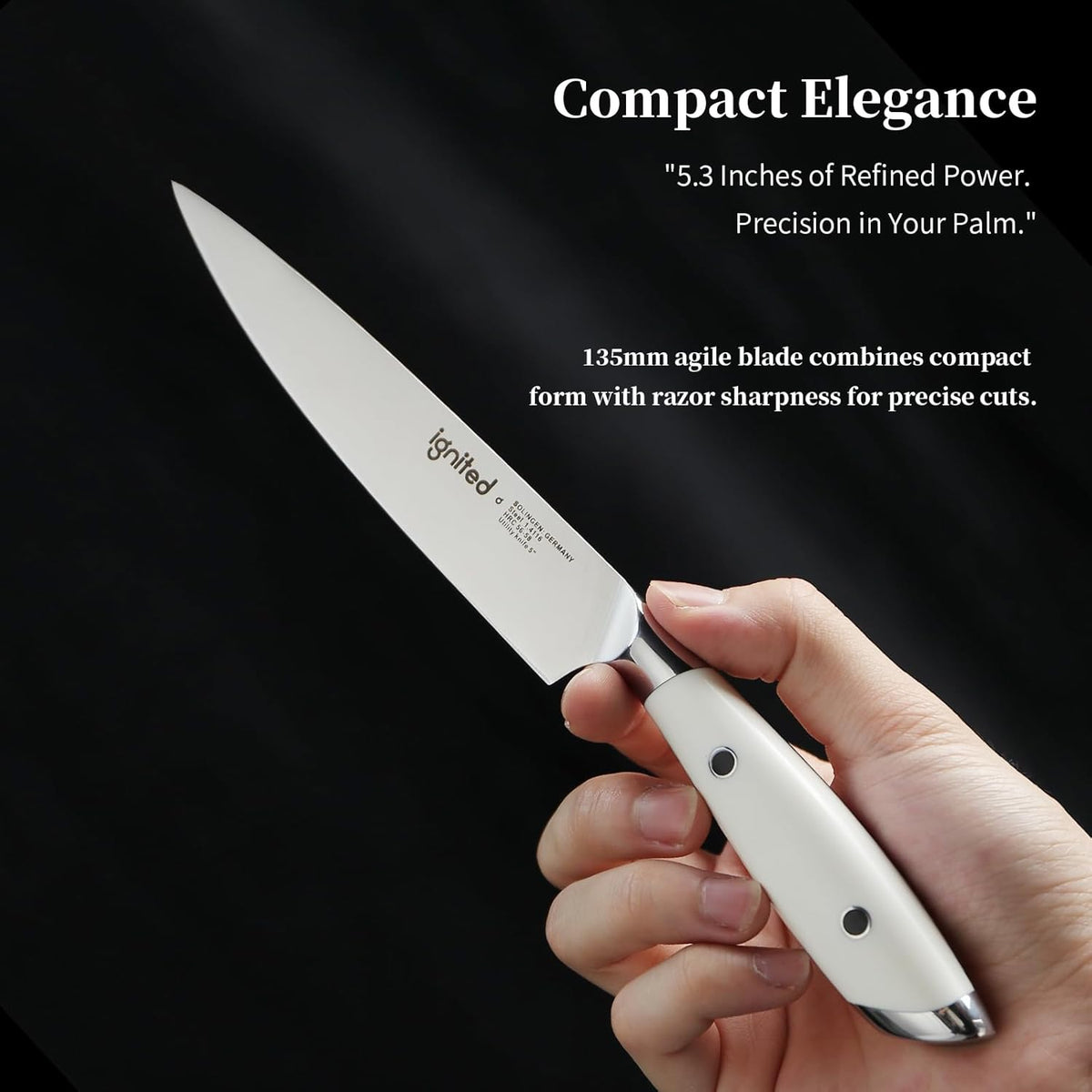 5 inch Paring Knife, German 1.4116 Stainless Steel Fruit Vegetable Peeling Knives, Ivory White Handle, Razor Sharp Small Kitchen Knife with Gift Box