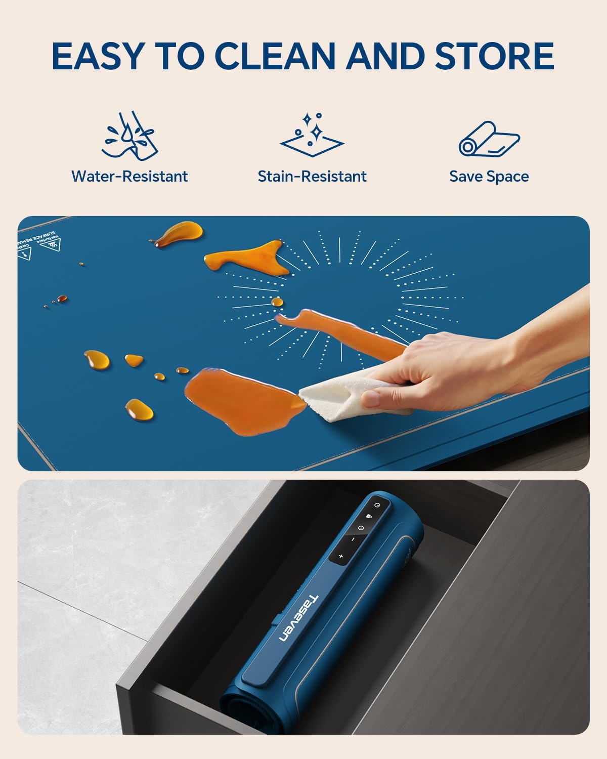 Food Warming Mat, Silicone Heating Tray with 7 Temperature Settings, Quick Full Surface Heating Pad, Thermochromic Line, Kids Lock, Food Warmers for Parties