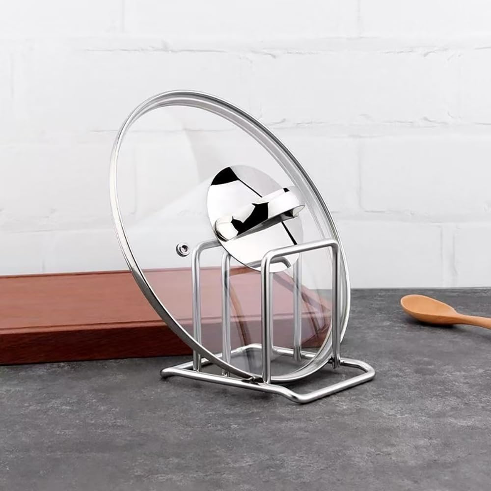 Stainless Steel Cutting Board Organizer,Cutting Board Holder Stand，Pot Lid Organizer, Kitchen Storage Rack for Lids and Boards,Cutting Board Stand for Countertop,Space-Saving Rack Organizer