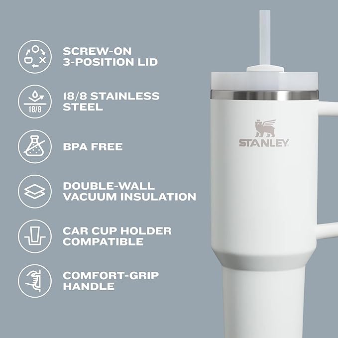 STANLEY Quencher H2.0 Tumbler with Handle & Straw 64 oz | Flowstate 3-Position Lid | Large Capacity for Travel & Sports | Insulated Stainless Steel Cup | BPA-Free | Dried Pine