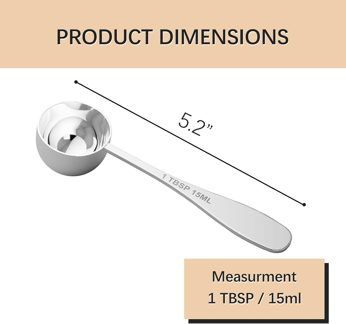 1PCS 1tbsp(3tsp, 15 ml) Single Measuring Spoon, Stainless Steel Individual Teaspoon, Metal Measure Scoop with Gift Box