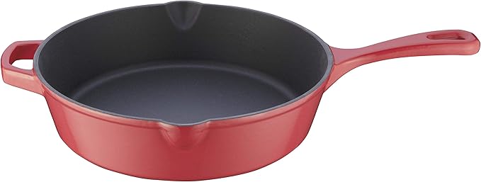Cuisinart 12-Inch Cast Iron Chicken Fryer with Lid, 4.5 Quart Capacity, Porcelain Enameled Interior, Oven Safe, Induction Compatible, Peony Pink