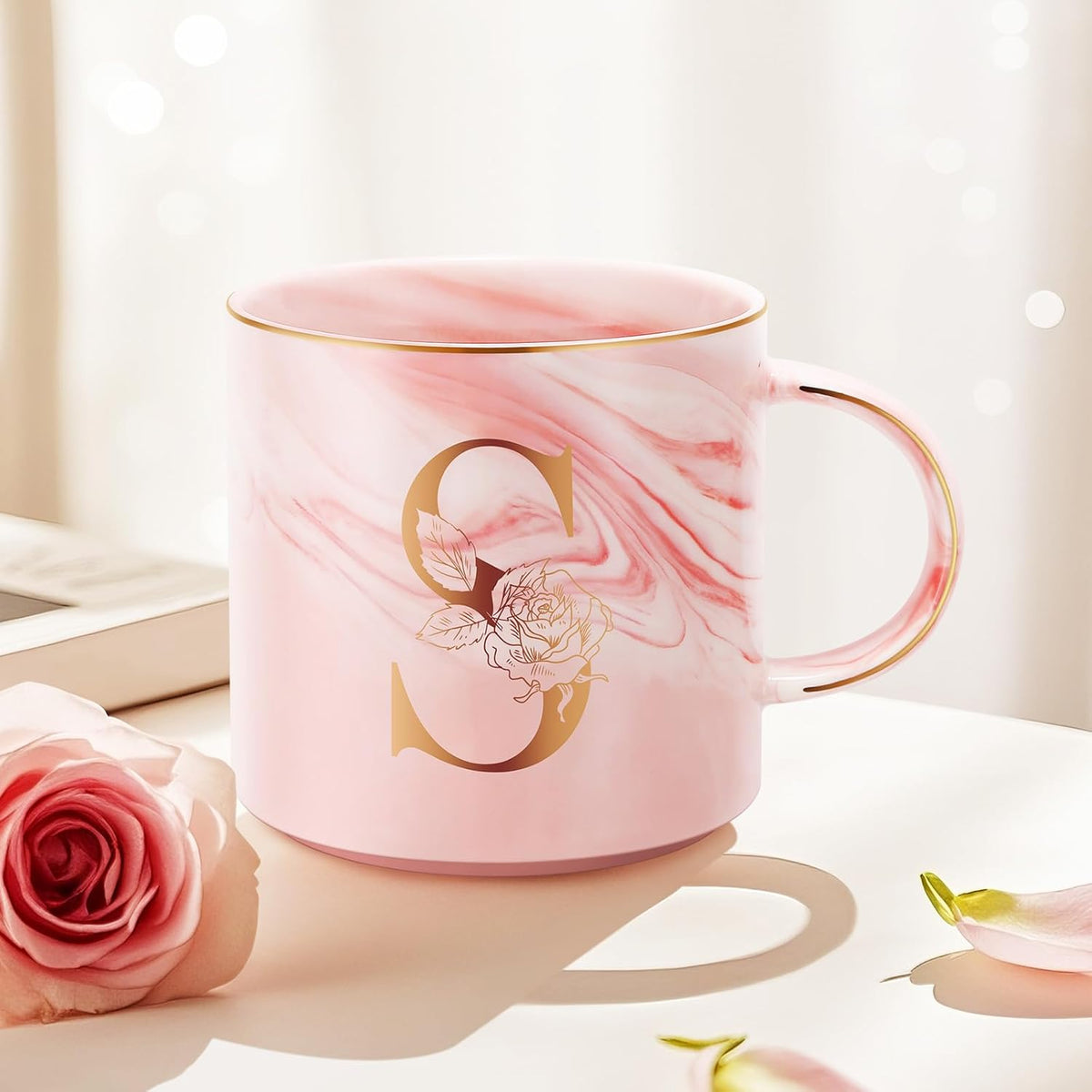 Personalized Gifts for Women Coffee Mug, Initial Customized Gift Monogrammed A-Z Coffee Mug 12 OZ, Christmas Anniversary Birthday Gifts for Women Mom Grandma Friend Sister Wife(S)
