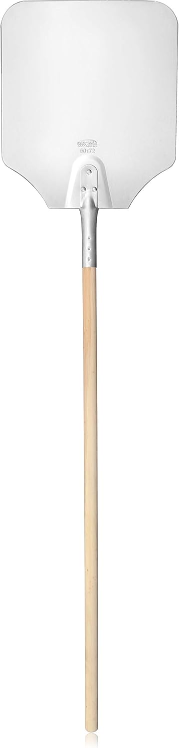 New Star Foodservice 50172 Aluminum Pizza Peel, Wooden Handle, 12 x 14 inch Blade, 52 inch overall