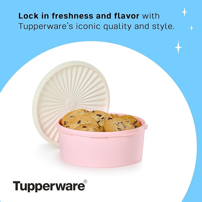 Tupperware Heritage Collection 7.6 Cup Cookie Canister, Vintage Blue Color, Dishwasher Safe and BPA Free Container (1.8 L)
