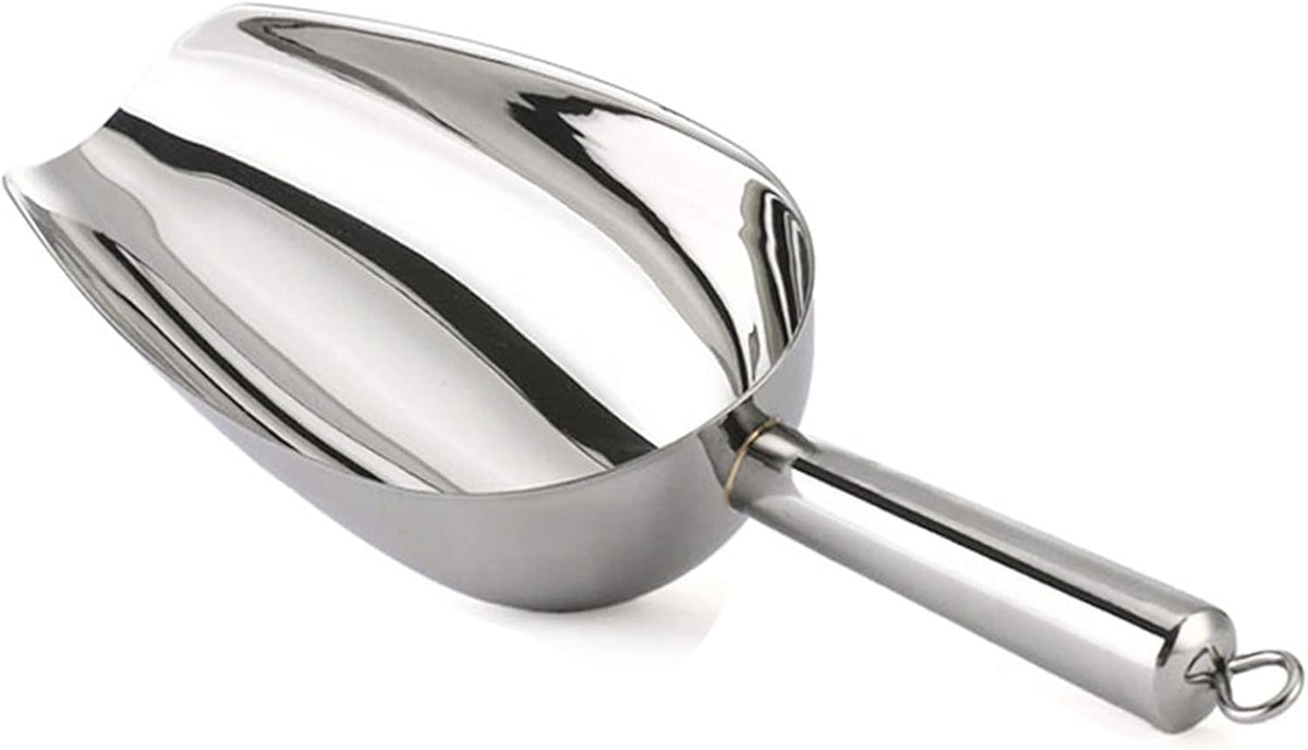 TeamFar 12oz Ice Scoop, Stainless Steel Metal Food Scoop Ice Scooper for Bar Kitchen Party, Multifunction & Easy Storage, Non-Toxic & Sturdy, Smooth Edge & Mirror Polish, Dishwasher Safe