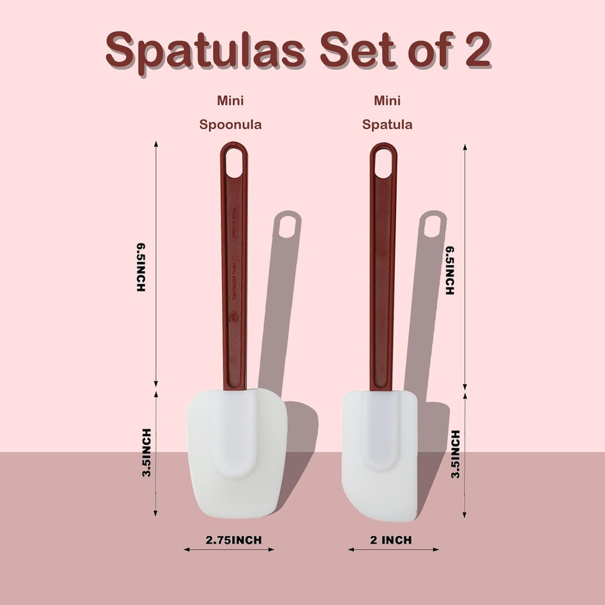 9.5 INCH Silicone Spatulas Heat Resistant Heavy Duty Rubber Spatulas Commercial Spatulas Set for Kitchen Use Silicone Cooking Utensils Sets of 2